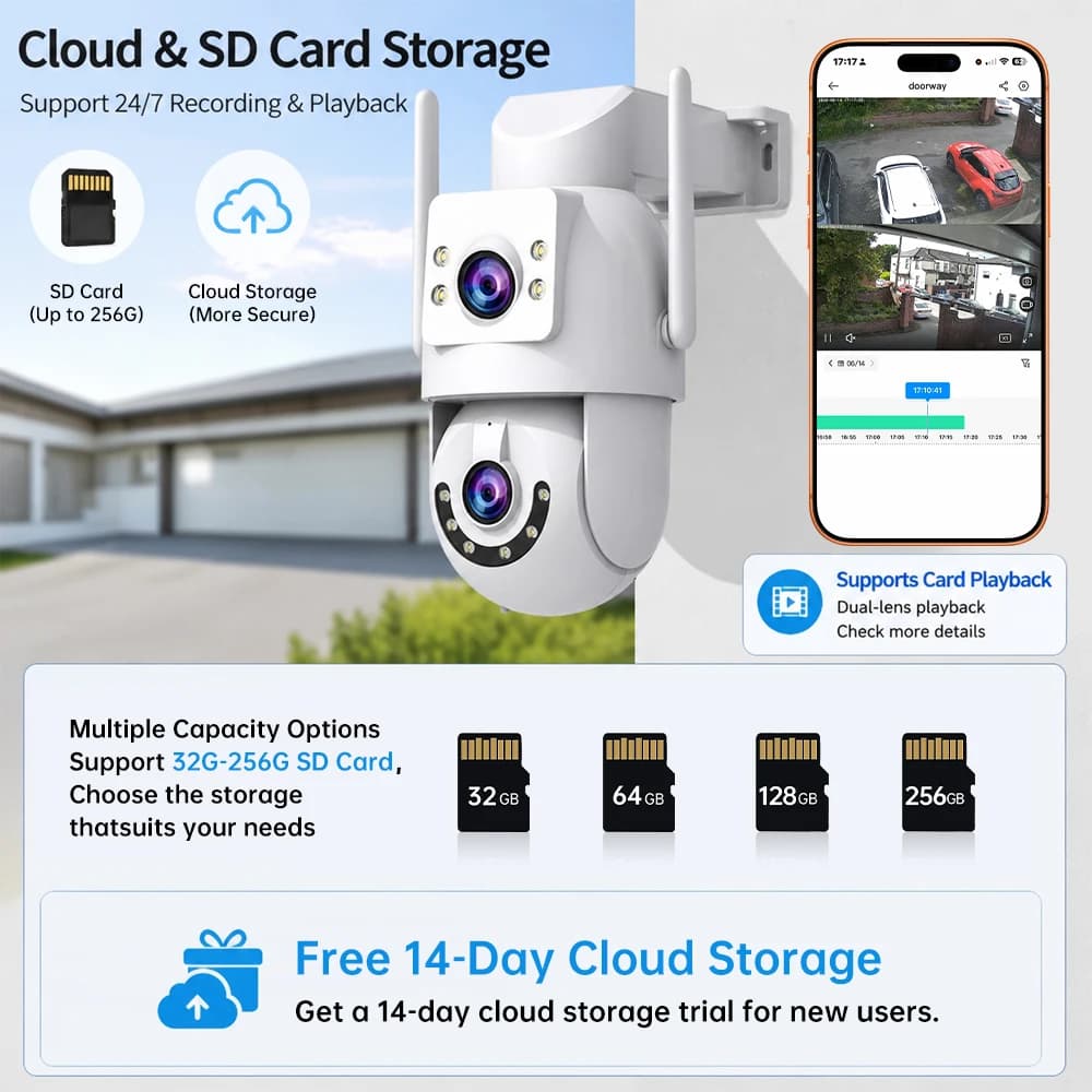 كاميرا Jooan بدقة 4K و8 ميجابكسل HD بتقنية Wifi PTZ، خارجية، 5G Wifi، عدسة مزدوجة، كاميرات IP أمنية، تقريب 5X، تتبع الذكاء الاصطناعي، متوافقة مع ONVIF CCTV - 5