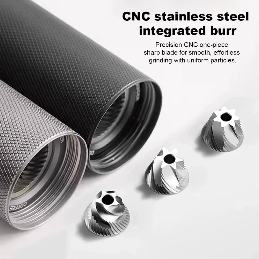 مطحنة قهوة يدوية من الستانلس ستيل مع أقراص مخروطية وإعدادات قابلة للتعديل، مطحنة يدوية محمولة عالية الجودة - 3