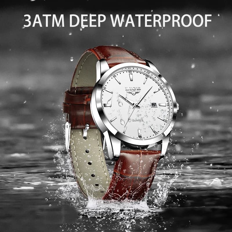 LIGE Man Watch Fashion Leather Strap Mens Watches Military Sport Waterproof Calendar Quartz Wristwatches Male Clock Reloj Hombre - 3