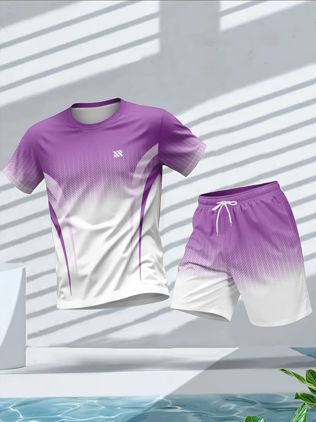 Men's Summer Fashion Personalized Color Printed Comfortable Breathable Round Neck T-shirt Shorts Set Outdoor Casual Sportswear - 5