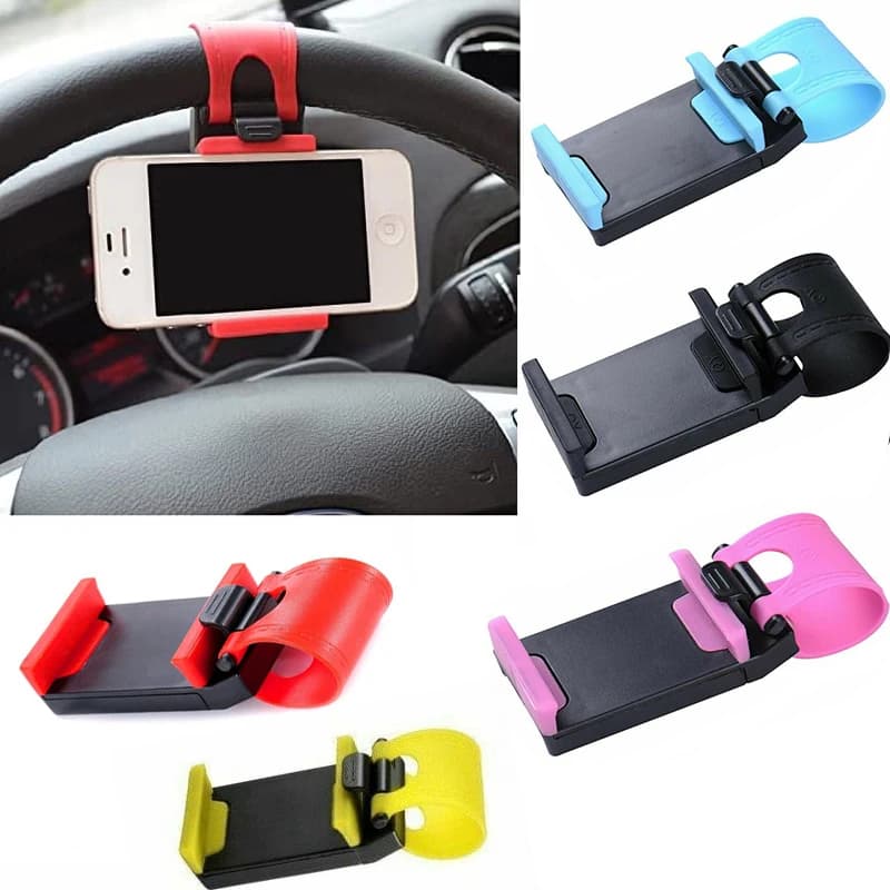 Car Steering Wheel Phone Holder Universal Cell phone Stand  Car Steering Wheel Bike Clip Mount Holder