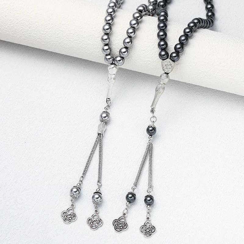 Tasbih Natural Hematite Stone Promotes Blood Circulation Misbaha 33 Beads Muslim Bracelet Islamic Gift Accessoriy Turkey Jewelry - 2