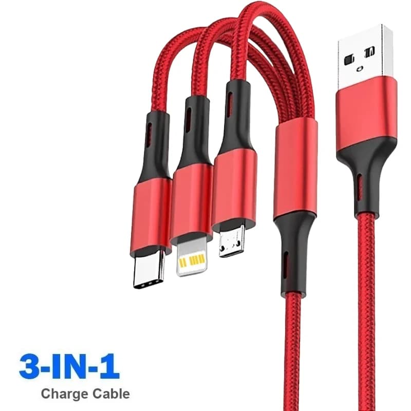 3In1 كابل شحن سريع الحبل آيفون Xiaomi مايكرو USB نوع C كابل الشاحن متعدد المنافذ متعددة USB شحن سلك خط 1.2 متر