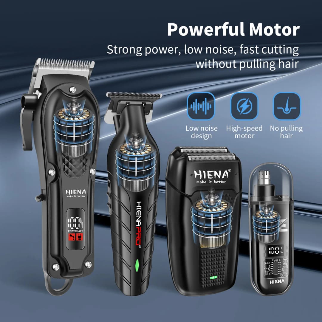hiena Finish Machine Electric Professional Electric Hair Clippers Beard Clipper Rechargeable Men's Shaver Hair Trimmer Kit - 2