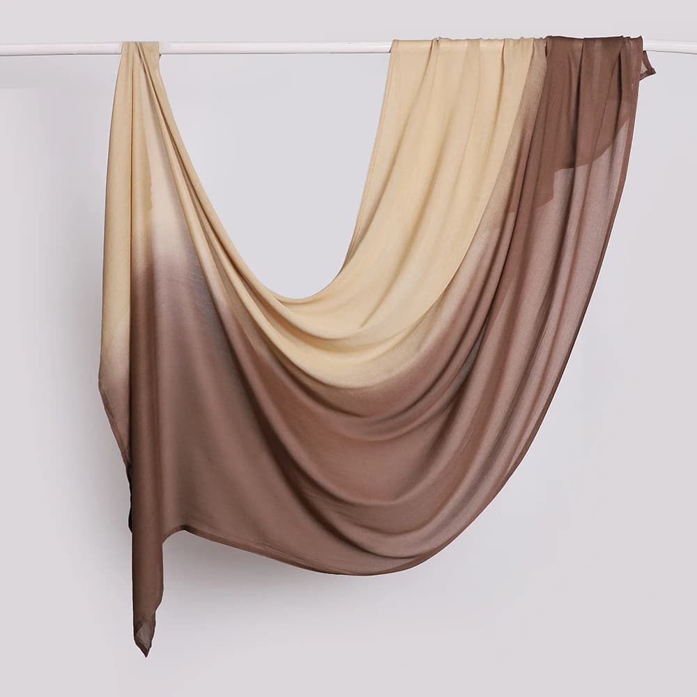 حجاب جديد بألوان متدرجة وشاح لونين صبغ ربطة عنق شالات قطنية لفائف نساء مسلمات عصابة رأس عمامة إسلامية - 6