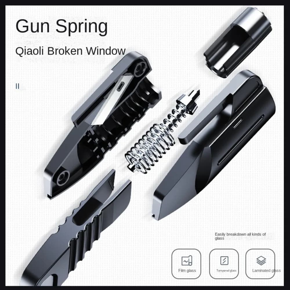 Mini Car Safety Hammer, Metal Window Breaker, Life Hammer, Built-in Safety Belt, Cutting Knife, Car Emergency Self Rescue Tool - 4