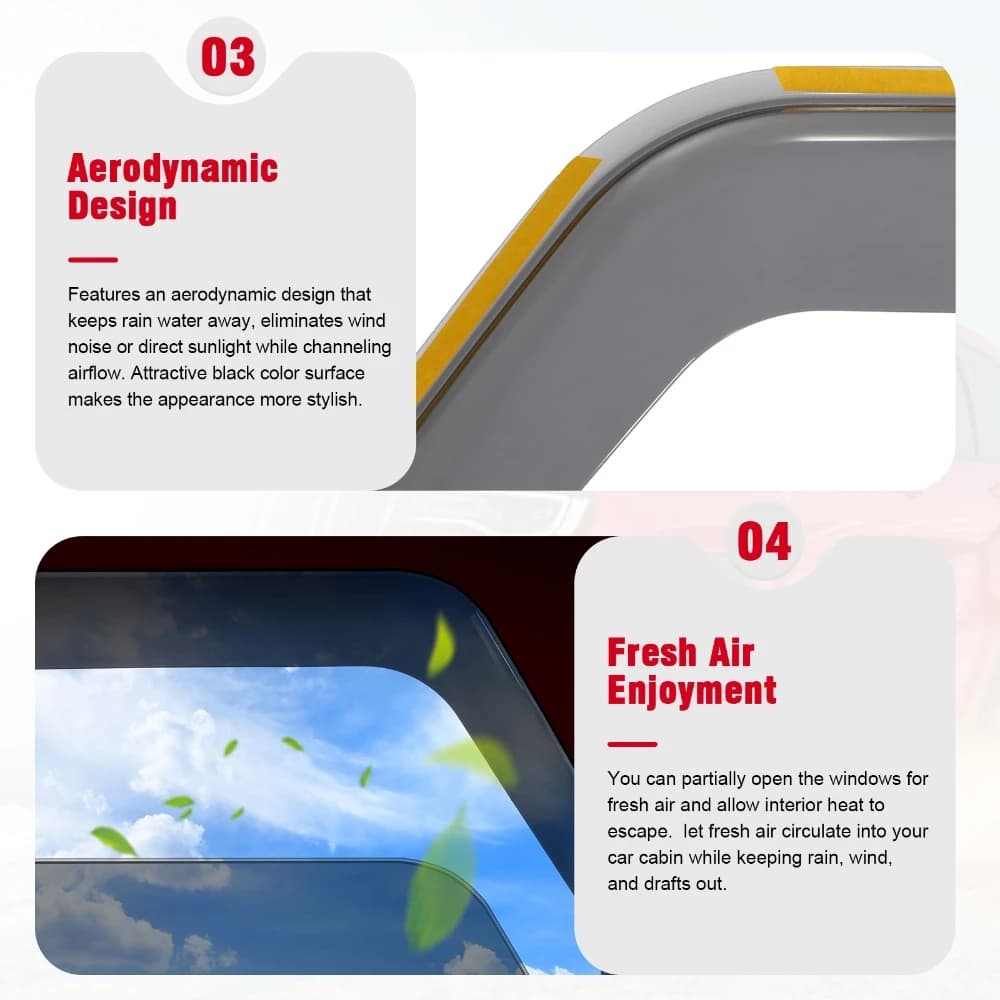 2Pcs Side Window Visor Ventilation Guard Waterproof Rain Awnings Shelters Deflector for Jeep Wrangler JK 2007-2017 2Doors - 4