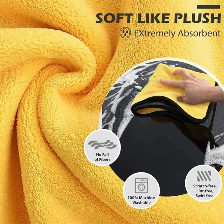 1/2/6Pcs Microfiber Car Cleaning Towels Car Wash Drying Cloth Hemming Microfiber Towel Care Wash Cloth Car Detailing Accessories - 4