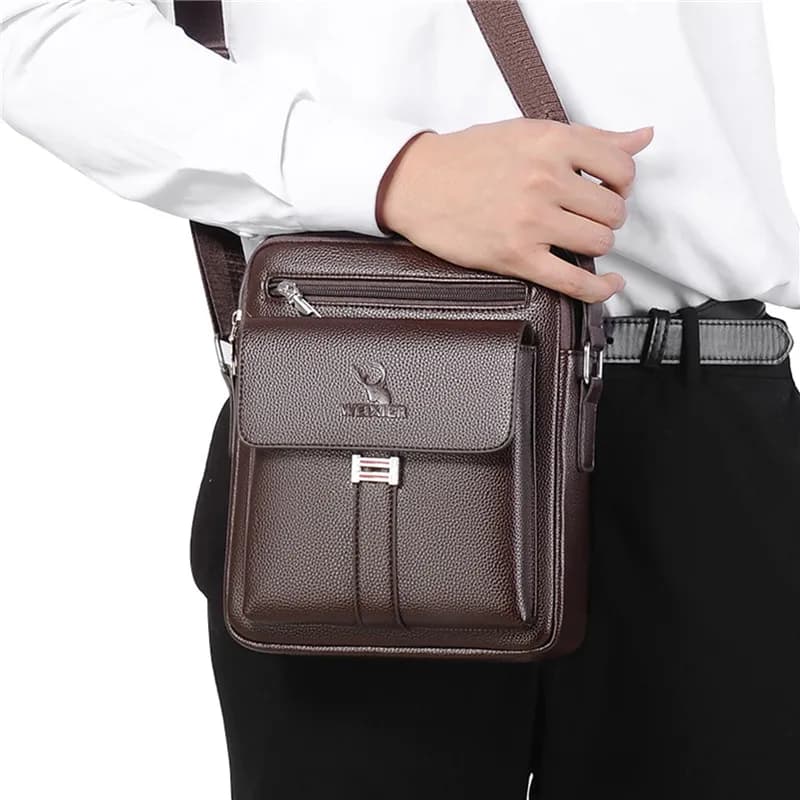 Men Crossbody Shoulder Bags Waterproof Vintage Men Handbags Large Capacity PU Leather Bag Man Messenger Bags Tote Bag - 3