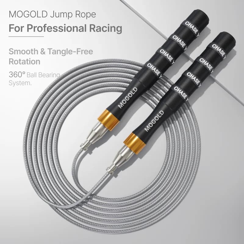 MOGOLD Professional Wear-resistant PVC Jump Rope – Non-slip Silicone Handles, Aluminum Alloy Shaft & High-speed Silent Bearings
