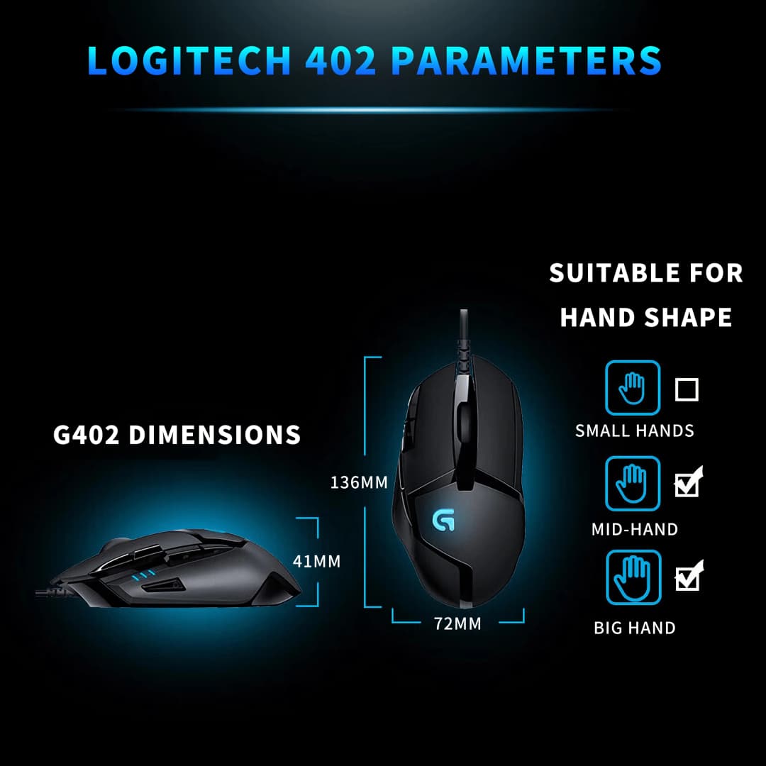 ماوس الألعاب Logitech (G) G402 سلكي للرياضات الإلكترونية برمجة ماكرو ميكانيكية ماوس كمبيوتر تنافسي CSGO - 5