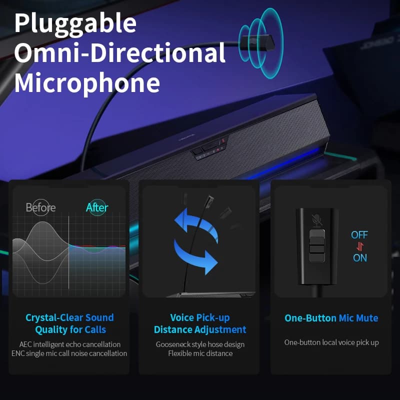 سماعة كمبيوتر إديفيير جي1500 بار ديسك ساوند بار 7.1 صوت محيطي بلوتوث 5.3 + اتصالات يو اس بي-ايه إضاءة آر جي بي مع مايك - 5