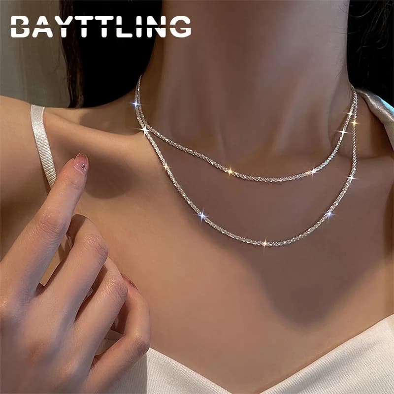 925 Sterling Silver 40-75cm Exquisite Sparkling Necklace Fashion Women Couple Wife Anniversary Gift Jewelry Accessories - 4
