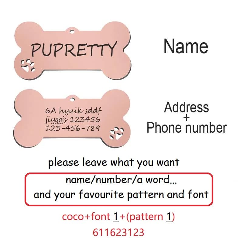 Pet ID Tag Personalized Free Engraved Keychain for Cat Puppy Dog Tag Pendant Keyring Bone Paw Bone Pet Accessories - 4
