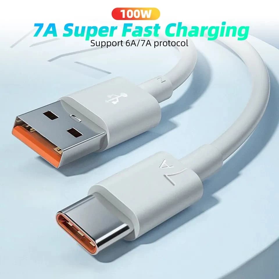 كابل شحن فائق السرعة 7A 100 واط Type C USB لهواتف Huawei P50 P40 كابل بيانات شحن سريع لهواتف Xiaomi Redmi POCO OPPO Realme OnePlus - 6