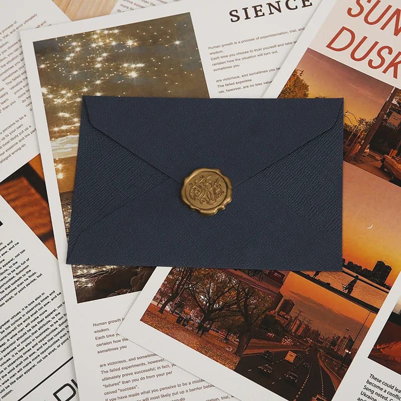 10pcs Linen-Textured Envelope Set with Wax Seal - Retro Western Specialty Paper for Love Letters Invitations Linen Envelopes - 5