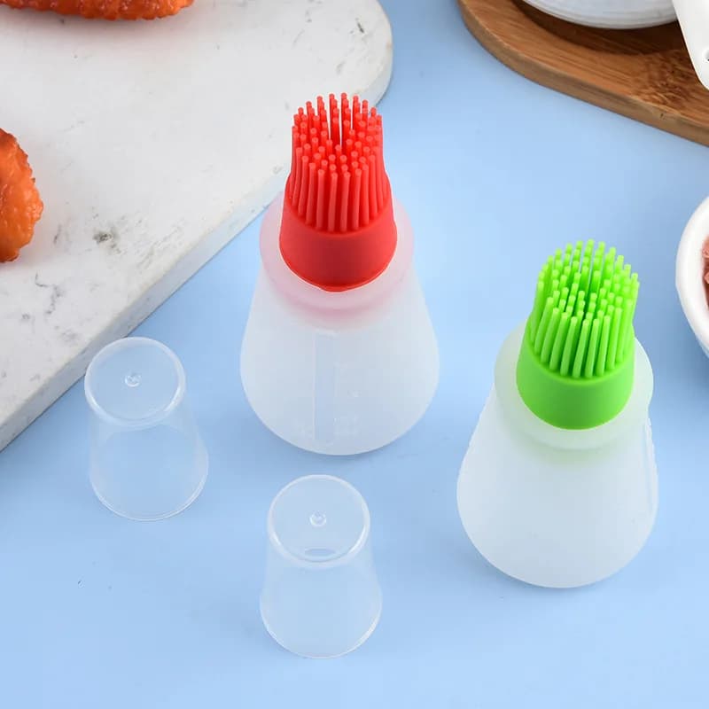 1PC Silicone Oil Bottle Brush Oil Dispenser Bottle With Barbecue Brush Portable Outdoor BBQ Accessories Kitchen Baking Gadgets - 4