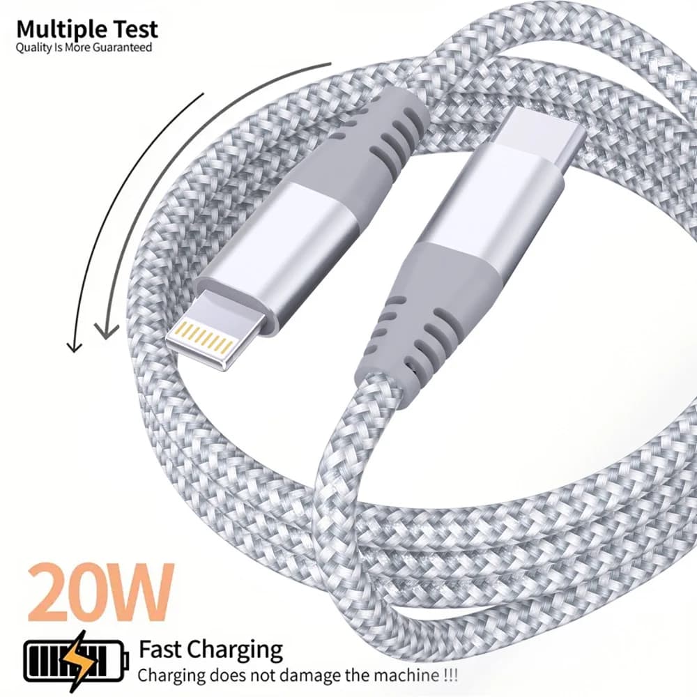 1PC 2PCS Type C to Lightning Fast Charging Data Cable MFI Certified 20W Nylon Braided Cable for iPhone14 14Pro 14Plus 13 12 11 X - 2