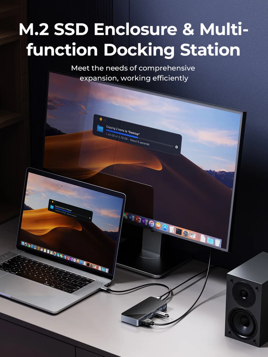 ORICO-USB C HUB with SSD Enclosure Laptop Docking Station 4K60Hz HDMI-Com 100W PD RJ45 SDTF 10Gbps M.2 NVME SATA SSD 8TB - 4