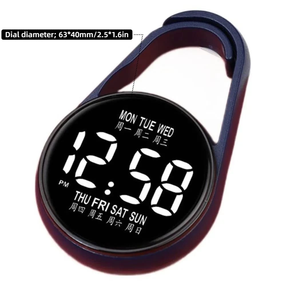 ساعة معلقة إلكترونية LED، شاشة رقمية، ساعة جيب محمولة، مقاومة للماء، طراز الجيب، مضيئة - 6