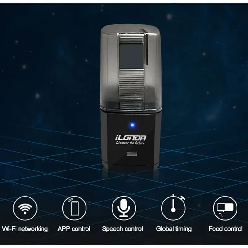 مغذي تلقائي لحوض أسماك مع توقيت/واي فاي لاسلكي تطبيق هاتف ذكي سماعة ذكية تحكم صوتي عن بعد لتغذية الأسماك - 3