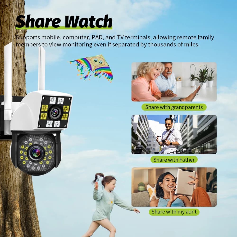 Neye 4K/8MP Wireless WiFi Camera 1080P Dual Lens Dual Screen Outdoor Home Head IP Camera CCTV Dual Lens Security Camera - 5