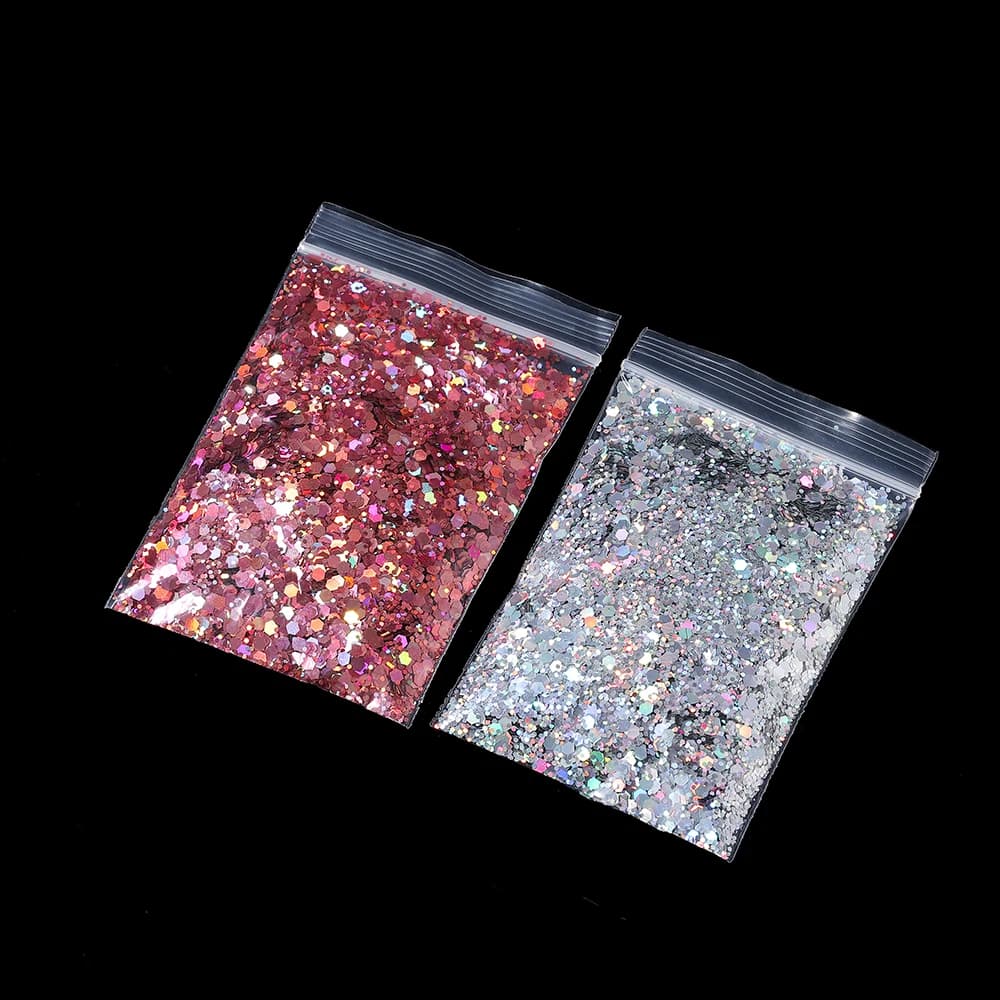 10g/Bag Holographic Hexagon Chunky Epoxy Resin Filler Laser Sparkly Sequins for DIY Epoxy Resin Nail Art Fillings Jewelry Making - 3
