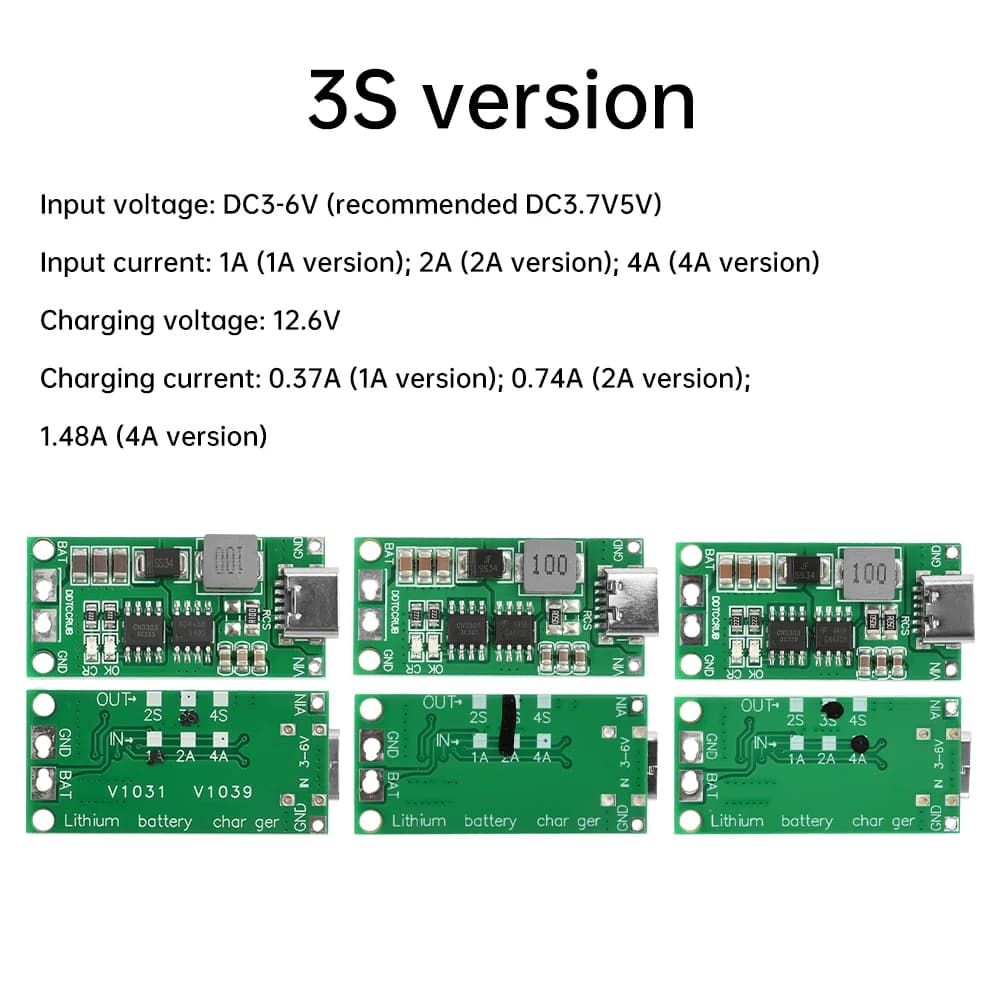 وحدة BMS نوع C لـ 2S/3S/4S 1A/2A/4A 18650 شاحن بطارية ليثيوم مع USB C، خطوة متابعة ودفعة لبنك الطاقة ليثيوم أيون/بوليمر - 3