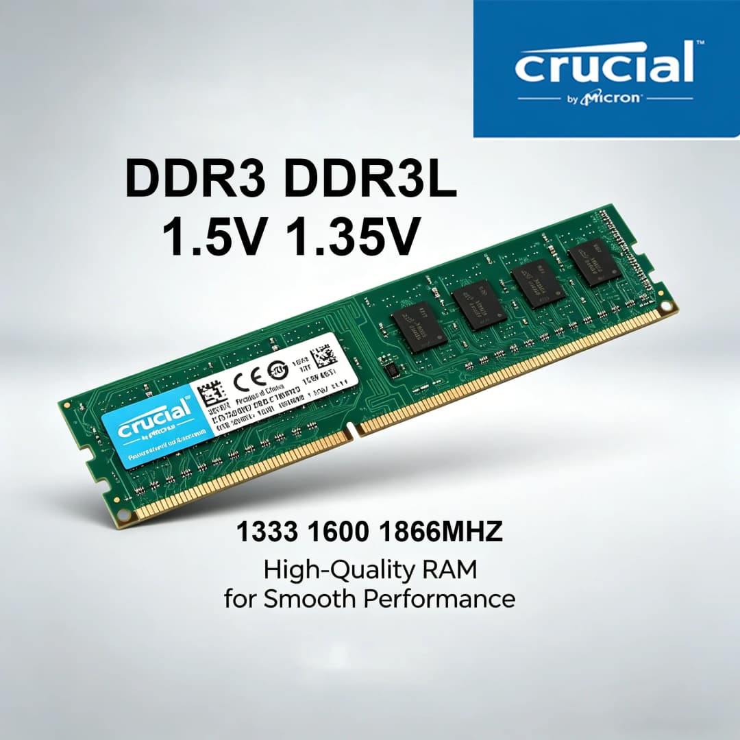 ذاكرة Crucial DDR3 وDDR3L ذاكرة كمبيوتر مكتبي 1.5 فولت و1.35 فولت ذاكرة PC بتردد 1333 ميجاهرتز و1600 ميجاهرتز و1866 ميجاهرتز سعة 4 جيجابايت و8 جيجابايت DIMM