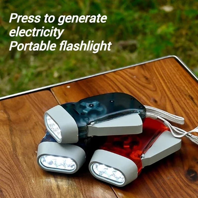 Outdoor Hand Cranked Generator Crank Power Flashlight Camping Hand Cranked Charger Camping Light Portable LED Flashlight - 2
