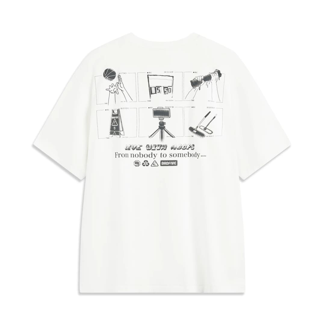 Li-Ning Men's BADFIVE T-shirt 100%Cotton Loose Fit Comfortable LiNing Casual Short Sleeve Basketball Culture Tee Tops AHSV027 - 4