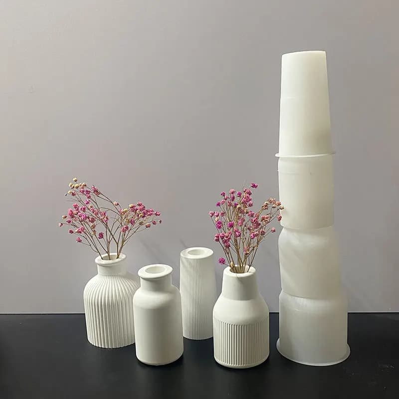 Circular Stripe Vase Silicone Mold DIY Cylindrical Stereoscopic Vase Ornaments Vase Dropping Mold Home Decoration Gardening - 3