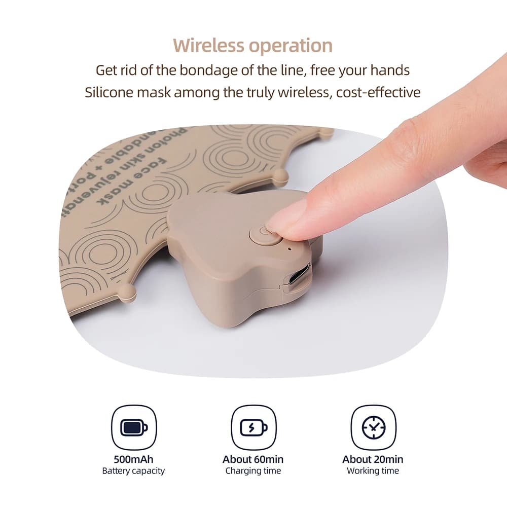 قناع الوجه السيليكون LED بتقنية الفوتون و7 ألوان، ثلاثي الأبعاد، علاج بالضوء الأحمر للعناية بالبشرة، إصلاح الجلد، وإشراق البشرة، استخدام لاسلكي - 5