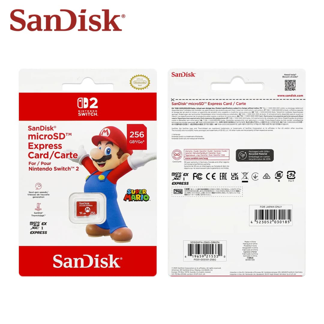 بطاقة ذاكرة سان ديسك microSD Express، سعة 256 جيجابايت، سرعة قراءة تصل إلى 880 ميجابايت/ثانية، متوافقة مع Nintendo Switch 2 ودعم ألعاب switch2 - 4