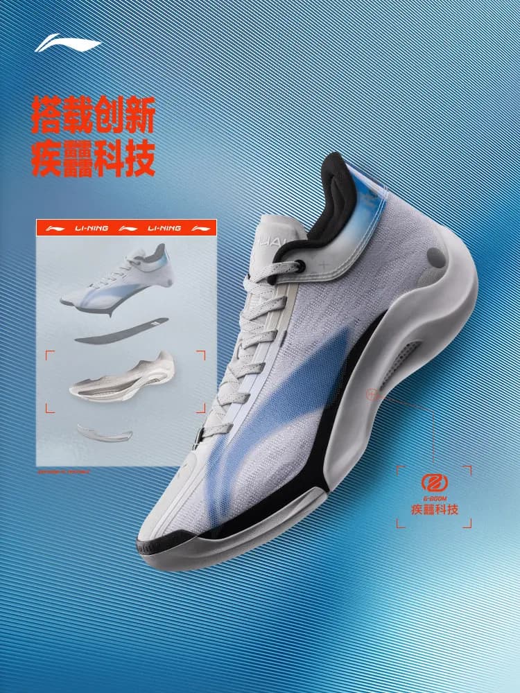 LI NING Men mid-top basketball shoes with stability, wear resistance, anti-slip, cushioning, and rebound performance