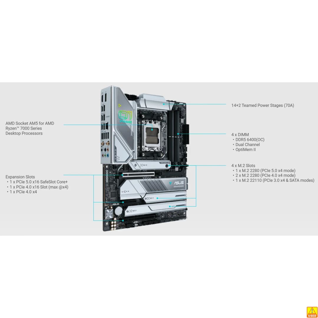 لوحة أم ASUS PRIME X670E-PRO WIFI، مقبس AM5، معالج DDR5، ذاكرة 8000+ (OC)، شريحة X670، لوحة رئيسية ATX - 3