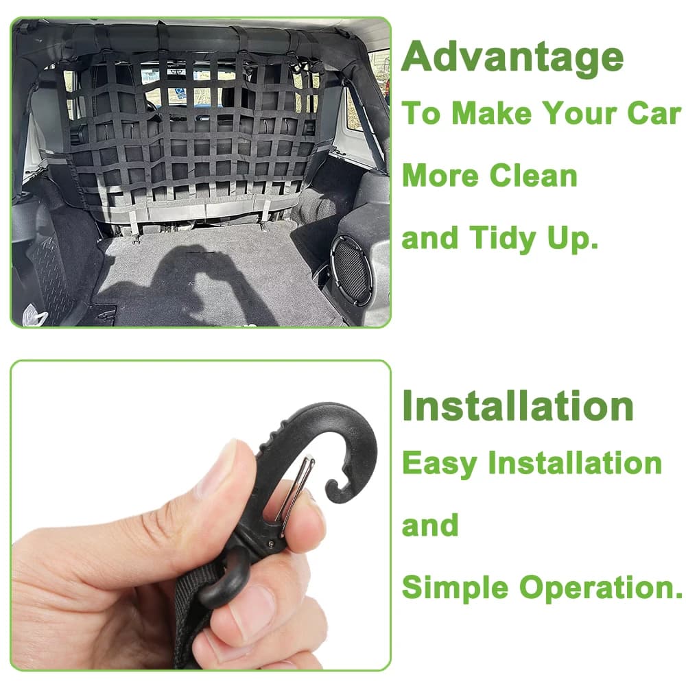 حاجز أمان للكلاب في السيارة، شبكة أمان للحيوانات الأليفة، لسيارات جيب رانجلر JK JL جلادياتور JT 2007-2025، إكسسوارات داخلية - 4