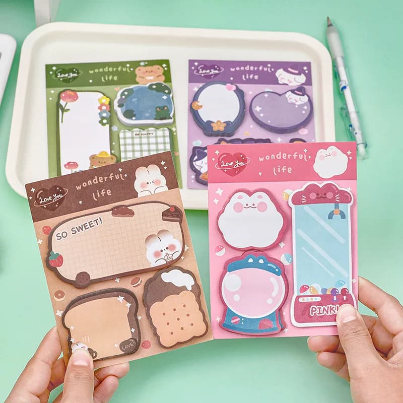 Kawaii Cartoon Strawberry Rabbit Bear Sticky Notes Memo Pad Cute Message N Times Sticky Office Stationery Supply Journal Planner - 4