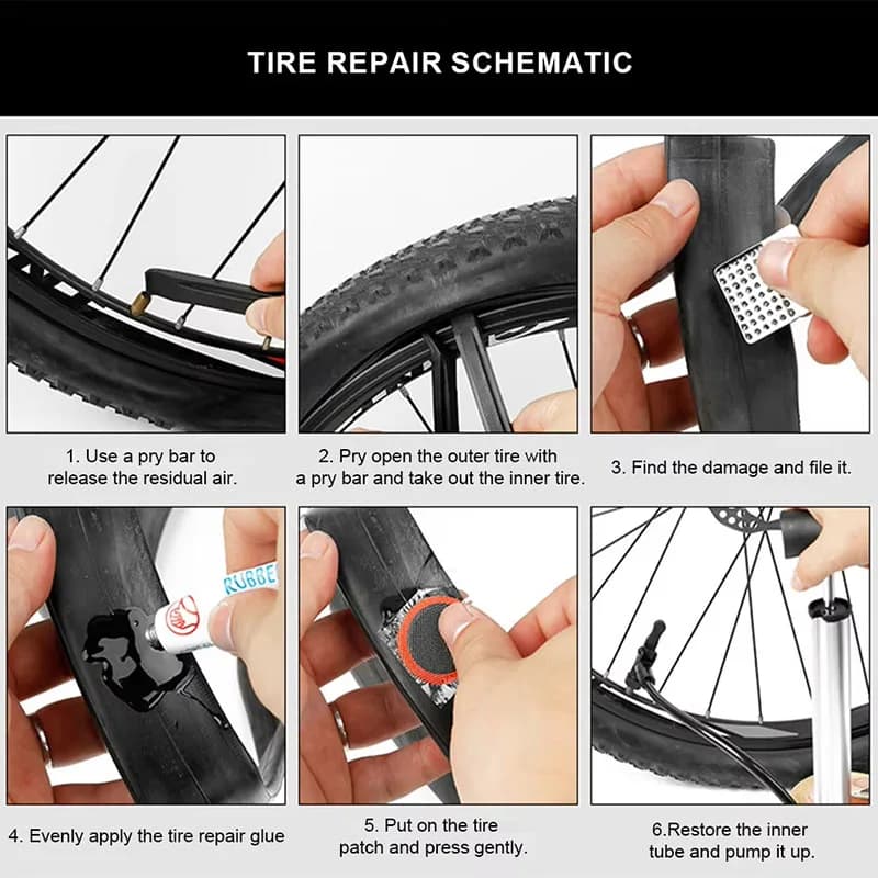 Bicycle Flat Tire Repair Kit Tool Set 48pcs Portable Rubber Fetal Repair Tools bike Inner Tube Puncture Patch Repair Tools - 6