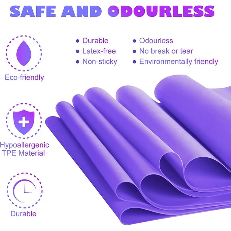 مجموعة أربطة مقاومة للتمرين مع 4 مستويات مقاومة، شريط مطاطي TPE لتمارين اللياقة البدنية وإعادة التأهيل وتدريبات اليوجا والبيلاتس - 5