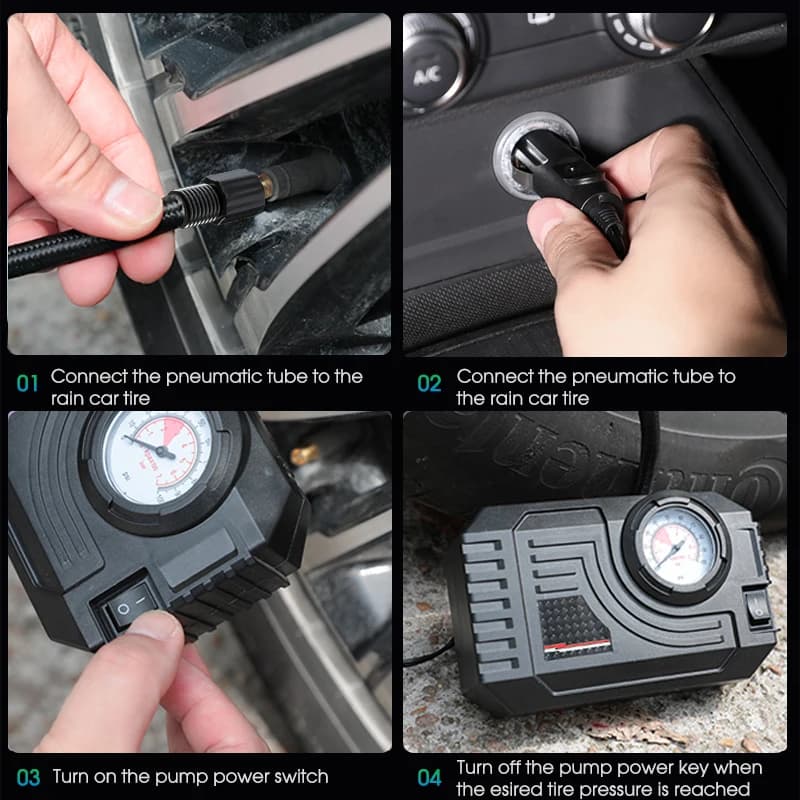 CARSUN Mini Air Pump Tire Inflator Portable Compressor Digital Wired Car Tyre Inflator For Bicycle Balls - 5