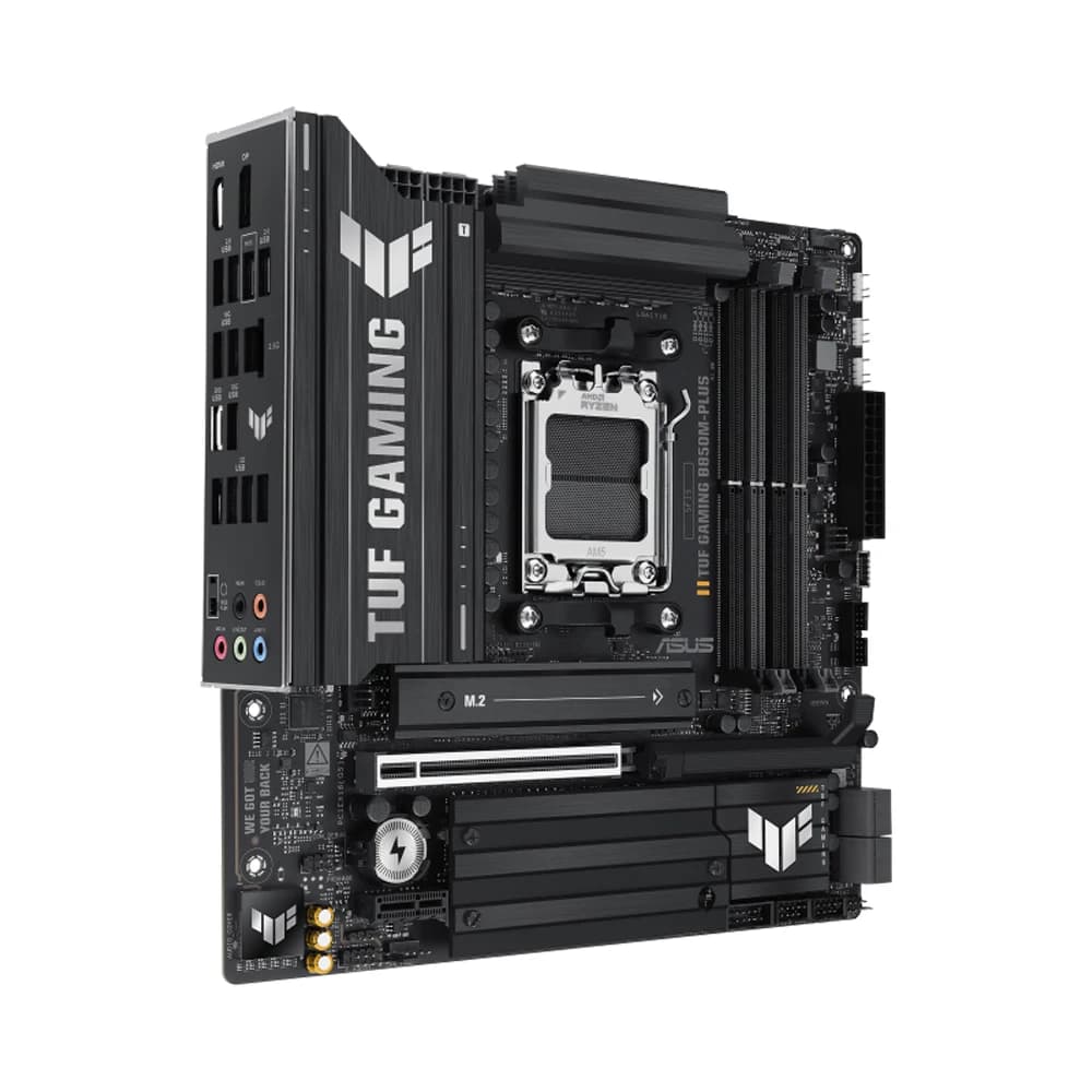 لوحة أم ASUS TUF GAMING B850M-PLUS تدعم ذاكرة DDR5 بسعة 256 جيجابايت وPCIe 4.0 بمقبس AM5 ومعالج AMD B850 وتدعم معالجات Ryzen 9850X3D/9800X3D/7800X3D/9900X/9600X/9700X - 4
