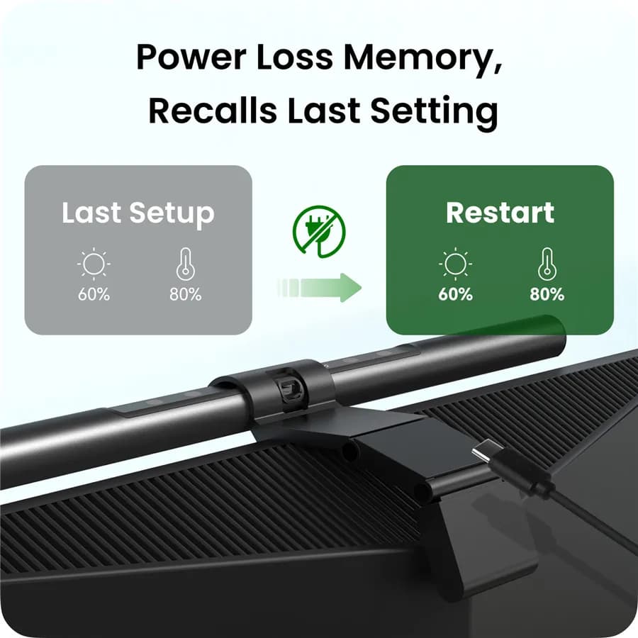 Yeelight Pura Monitor Light Bar LED Screen Hanging Light Eye Protection Smart Touch 45° Light Angle 3000-6500K Anti-Glare USB-C - 6