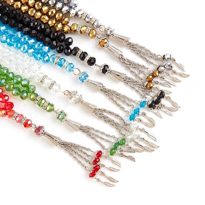 8 مللي متر 99 الخرز كريستال سبحة صلاة كريستال أساور تسبيح تسبيح مصباح سوار الإسلامي مسلم سوار ذاتي الصنع مجوهرات - 3