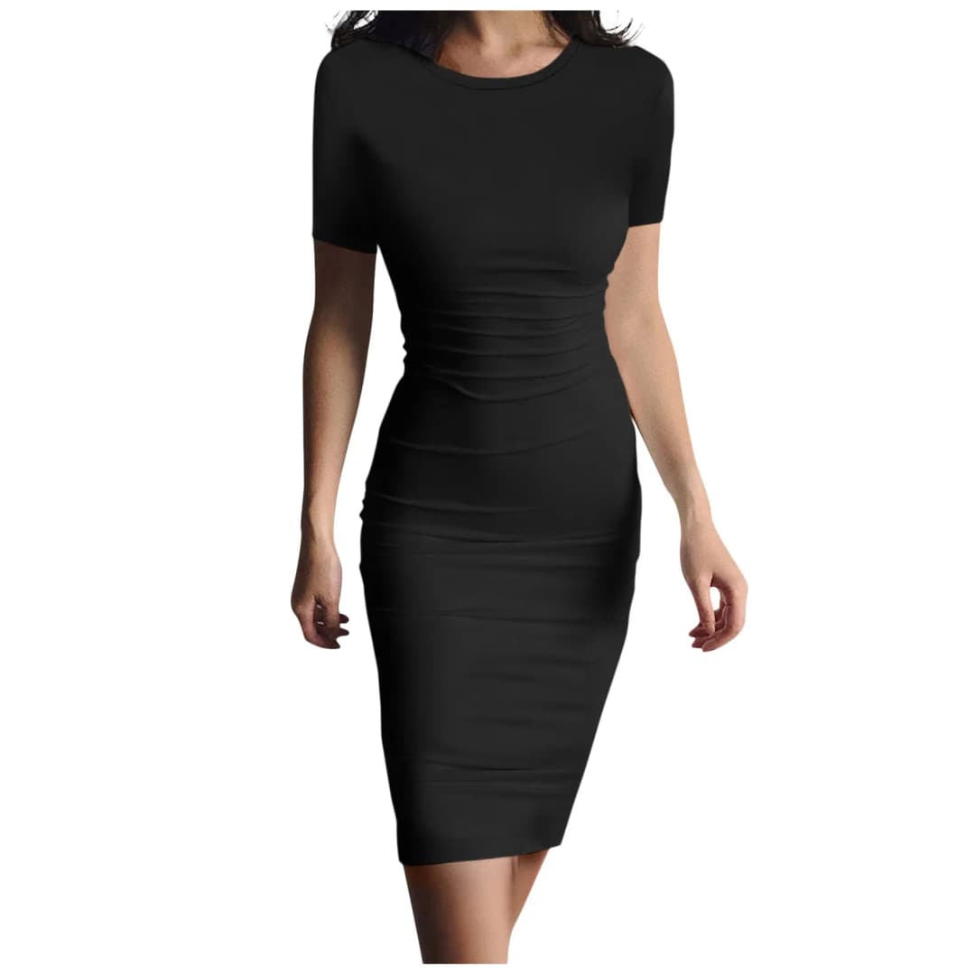 Summer Dress High Stretch Tank Robe Solid Short Sleeve Casual Slim Long Pencil Dress Women Sexy Maxi Dress Elegant Thin Vestido