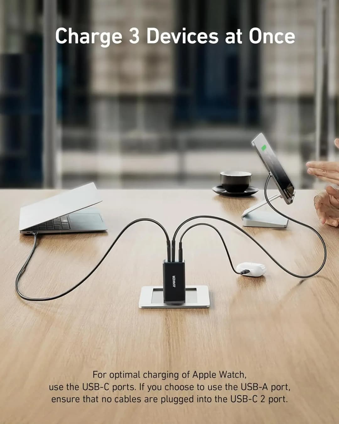 Anker 735 65W GaN Charger Nano II USB C Fast Charging 3-Port Fast Compact Foldable Wall For MacBook Pro/Air iPad Galaxy Switch - 3