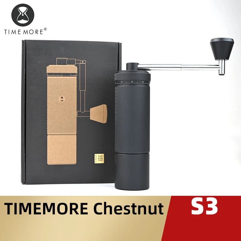 مطحنة قهوة يدوية TIMEMORE CHESTNUT S3 ضبط خارجي 0.015 مم/نقرة S2C890 مطحنة إسبريسو يدوية مع حجر طحن داخلي