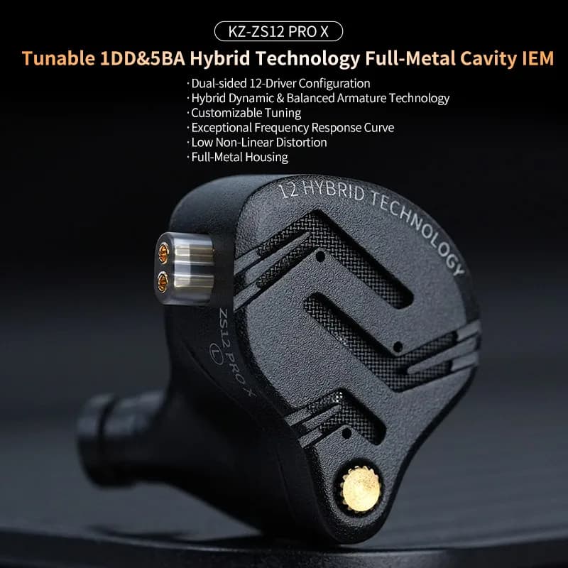 سماعات KZ ZS12 PRO X معدنية 1DD+5BA هاي فاي هجين باس داخل الأذن مراقب سماعات موسيقى رياضية عزل الضوضاء سماعة وصول جديد - 2