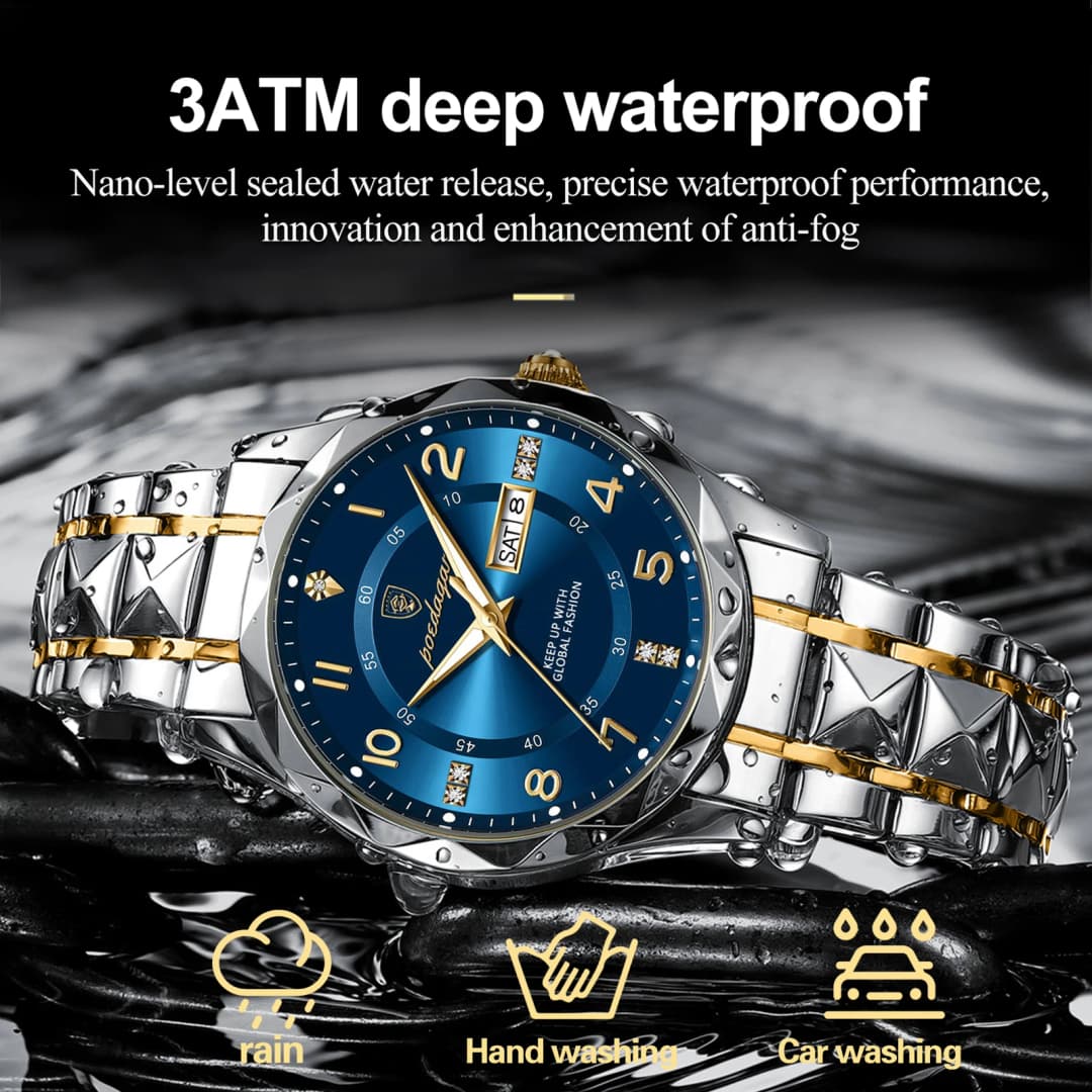 POEDAGAR Luxury Men Watch Waterproof Date Week Luminous Fashion Wristwatch Stainless Steel Quartz Sport Men's Watches Male Reloj - 3