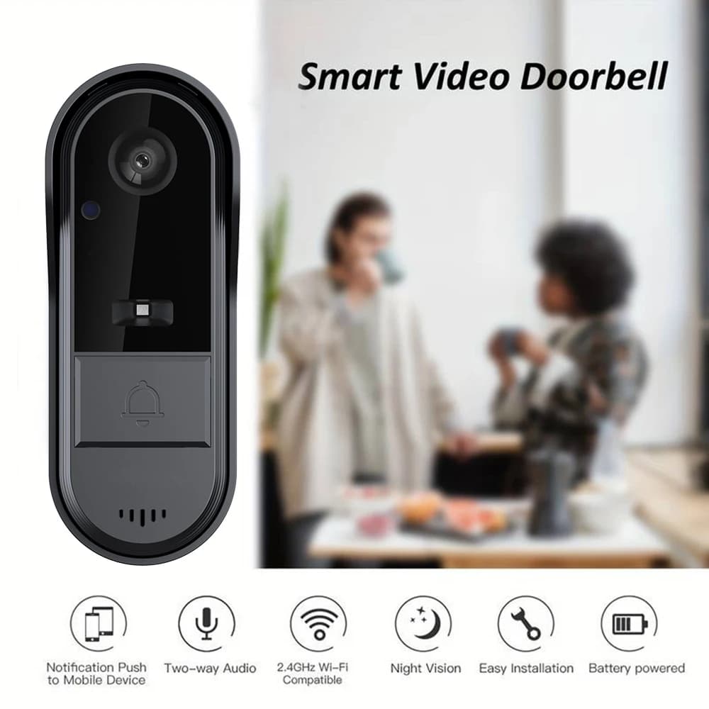 كاميرا جرس باب فيديو لاسلكي من Tuya WiFi، إنتركوم فيديو HD، حماية أمنية للمنزل الذكي مع رؤية ليلية للمكتب والمنزل - 5